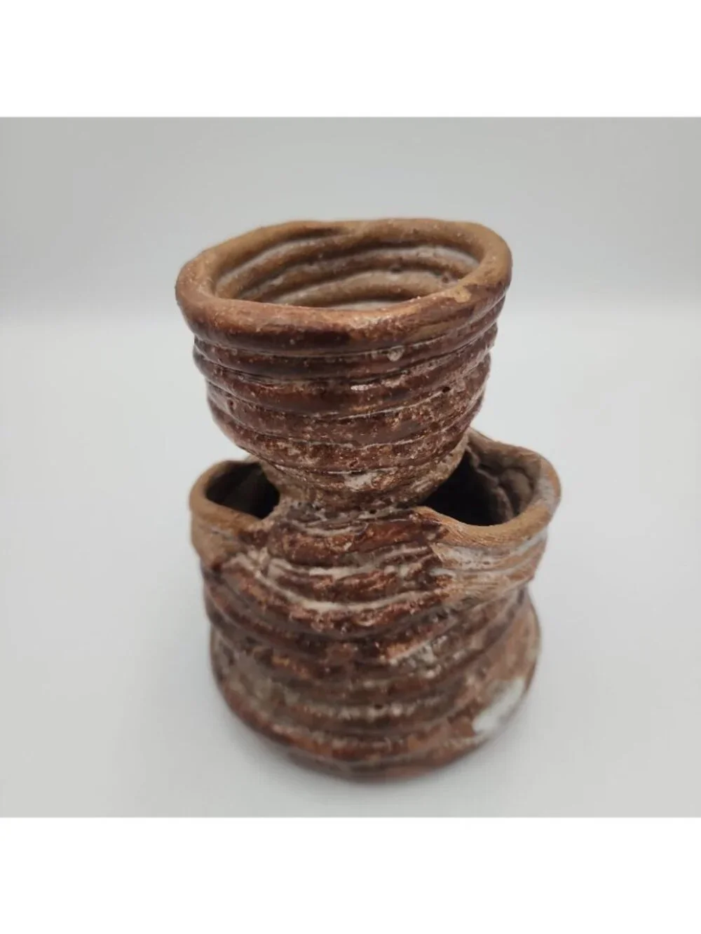 Vintage Handmade Coiled Vase Pottery Brown 5
